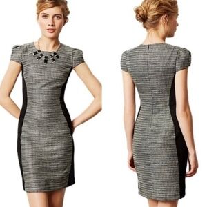 Anthropologie Moulinette Soeurs Black Tweed Cap Sleeve Dress NWT